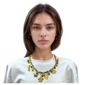 MD533 MARDI GRAS NECKLACE AND EARRINGS (1224)