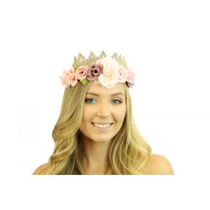 HB114 LACE CROWN HEADBAND W/FLOWERS (425)