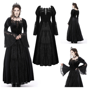 DW751 VELVET LACE MAXI DRESS (1024)