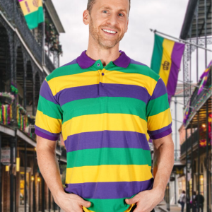 3863 MARDI GRAS TRI COLOR POLO SHIRT (1124)