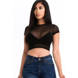 BT2847 S/S CROP TOP MESH (925)